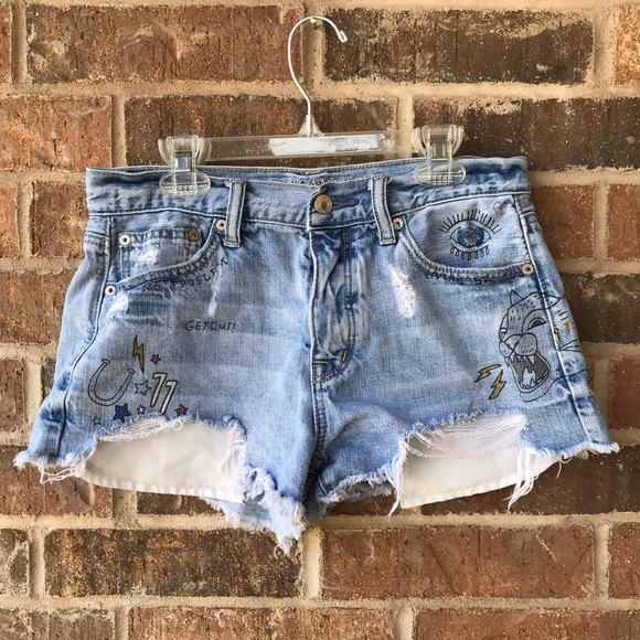 American Eagle Outfitters Pants - American Eagle Vintage High Rise Painted cutoffs
